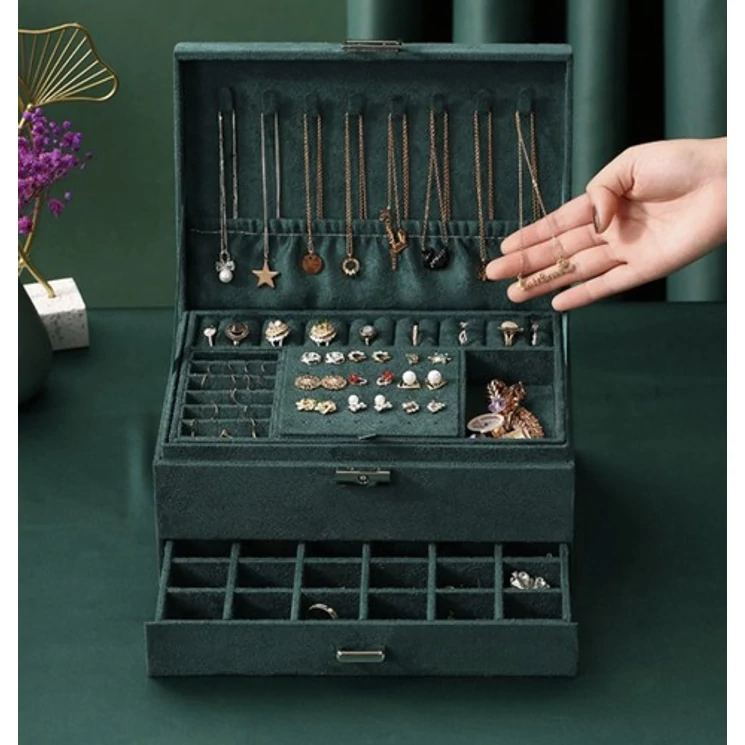 Ékszerdoboz elegáns zöld színben