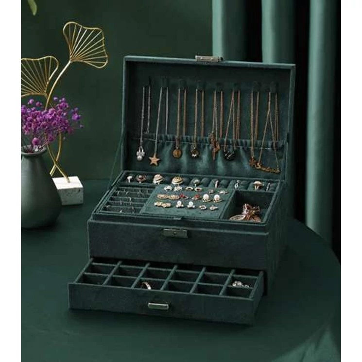 Ékszerdoboz elegáns zöld színben
