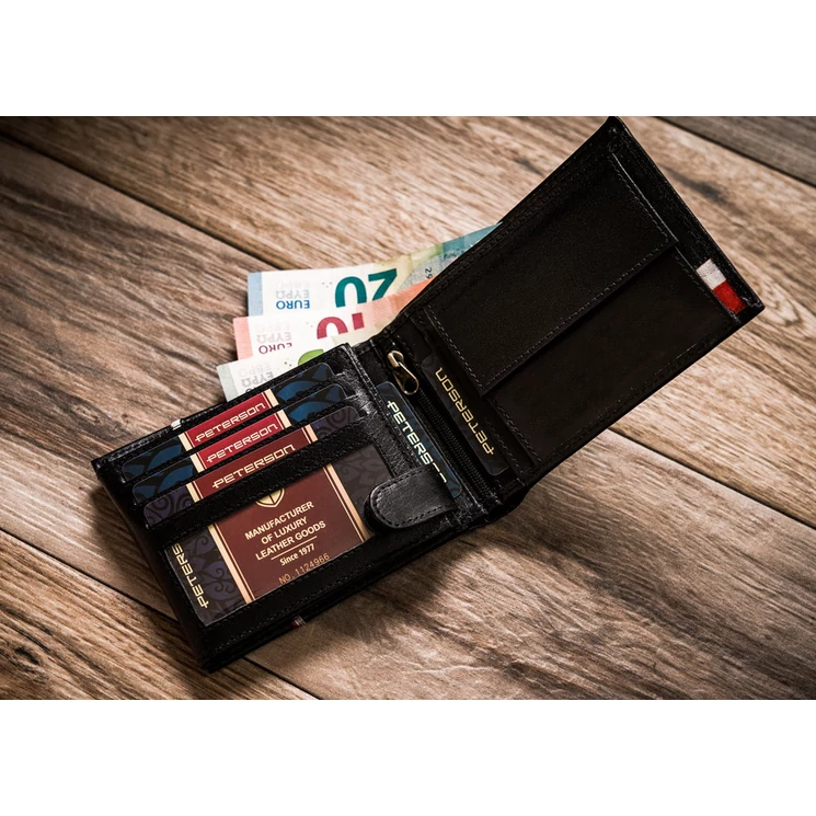 Peterson Valódi bőr Férfi pénztárca RFID Védelemmel