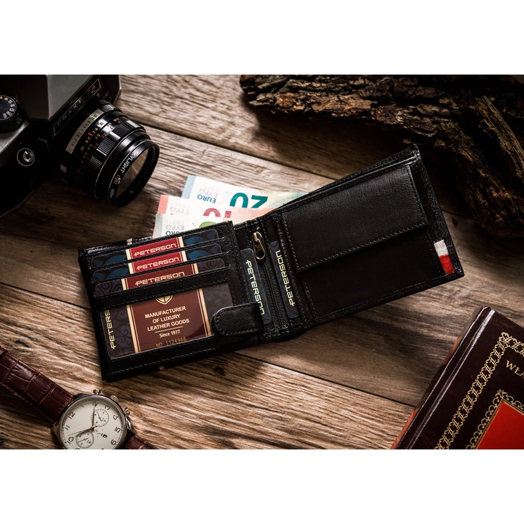 Peterson Valódi bőr Férfi pénztárca RFID Védelemmel