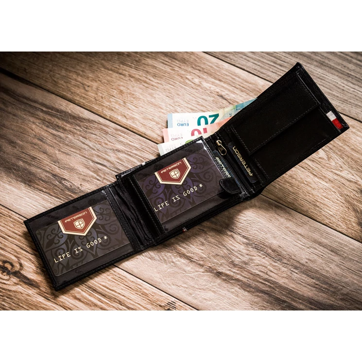 Peterson Valódi bőr Férfi pénztárca RFID Védelemmel