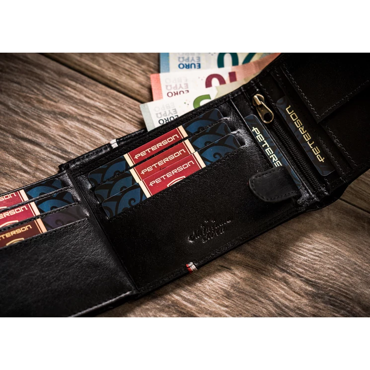 Peterson Valódi bőr Férfi pénztárca RFID Védelemmel