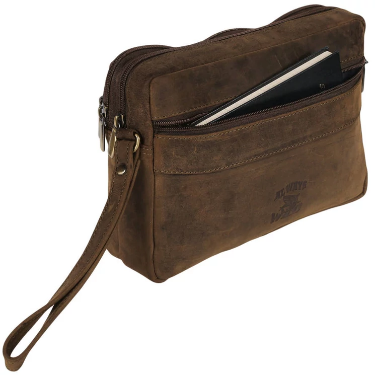 Wild valódi bőr autóstáska barna színben