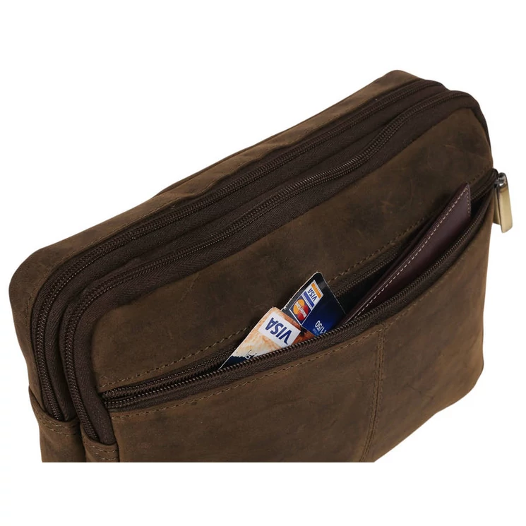 Wild valódi bőr autóstáska barna színben