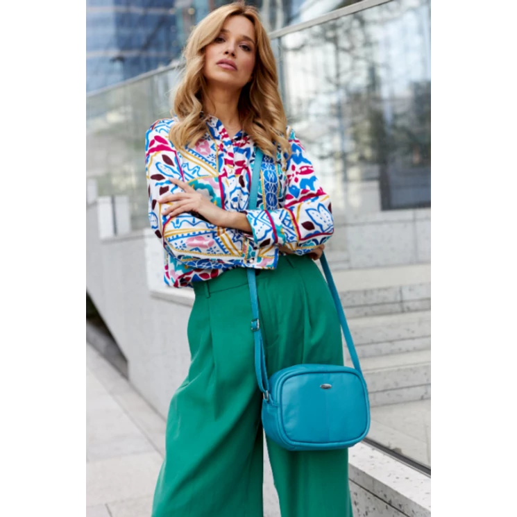 Valódi bőr Női oldaltáska türkizkék színben