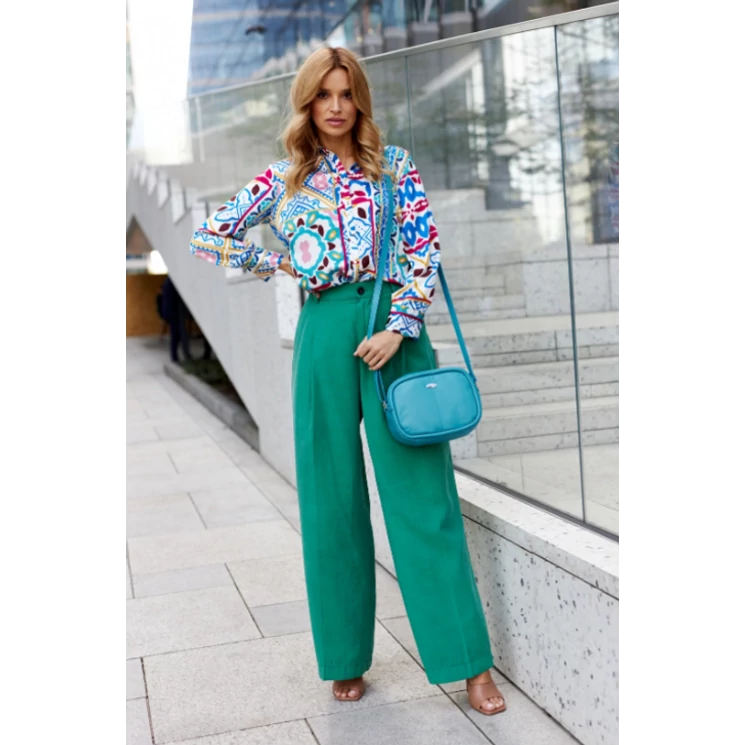 Valódi bőr Női oldaltáska türkizkék színben