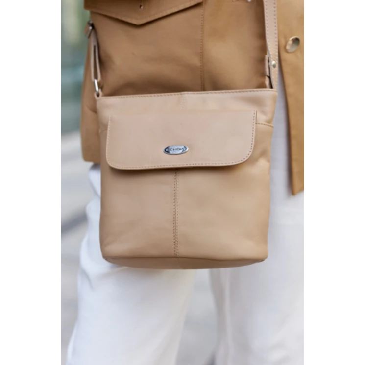 Valódi bőr Női oldaltáska bézs színben