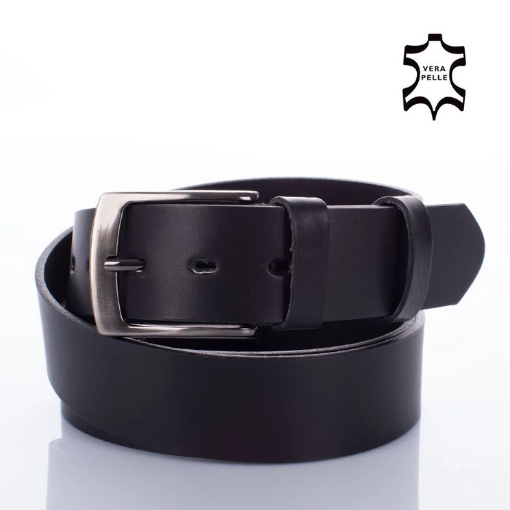 CezMar Valódi bőr férfi öv 125 cm fekete színben