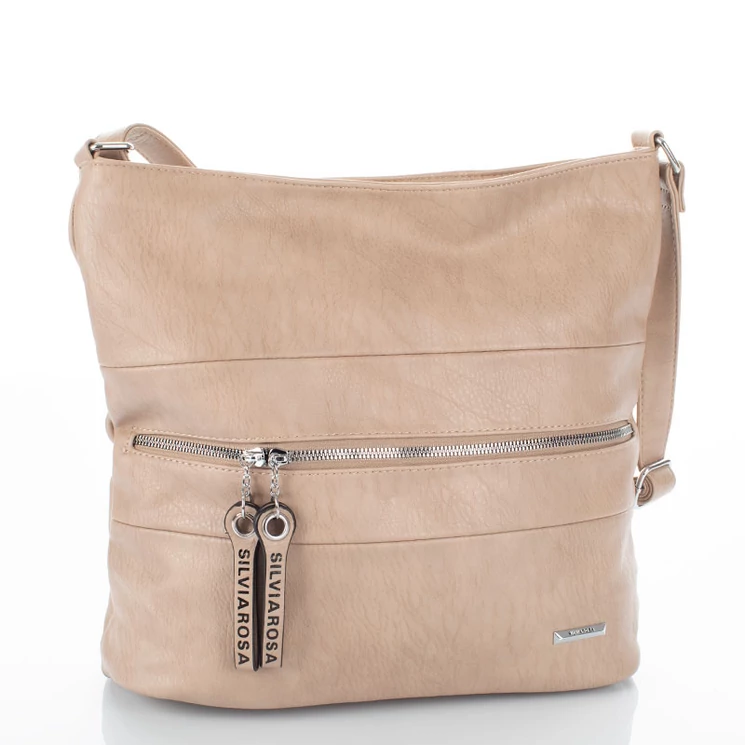 Silvia Rosa nagyméretű női oldaltáska bézs színben