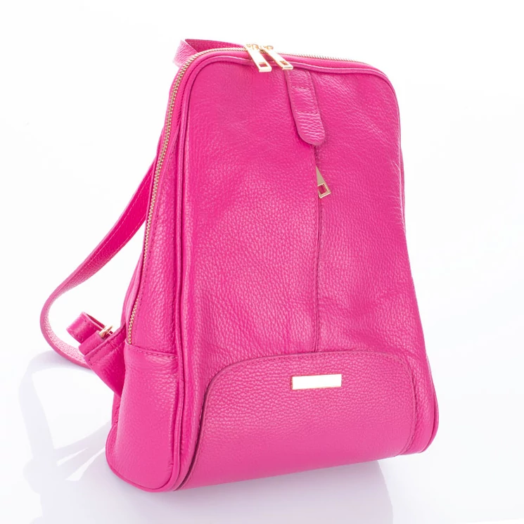 Valódi bőr női hátizsák pink színben