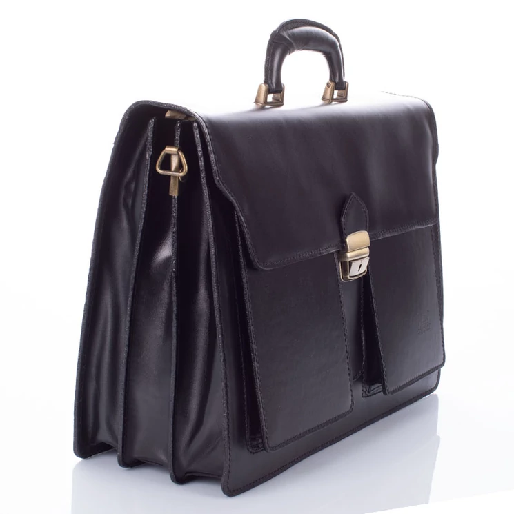 Maxmoda Valódi bőr aktatáska 3 részes fekete színben