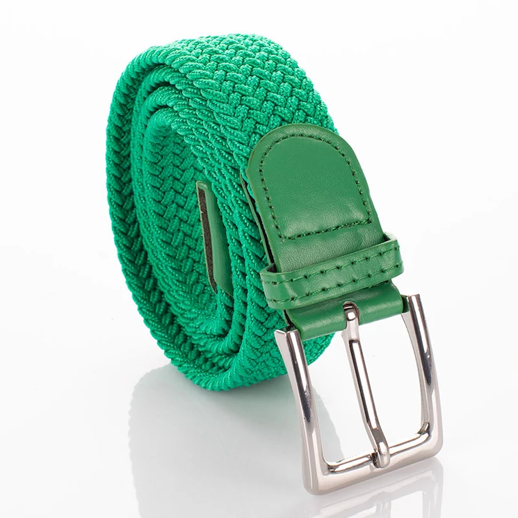 Bőr-szövet smaragd zöld színű rugalmas öv