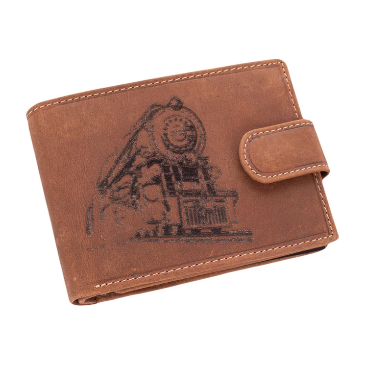 Valódi bőr férfi pénztárca díszdobozban vonat mintával RFID rendszerrel