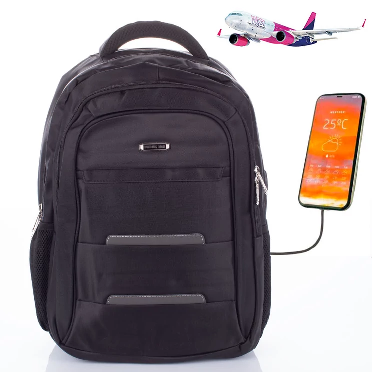 Ultraerős Fedélzeti méretű laptophátizsák USB töltővel