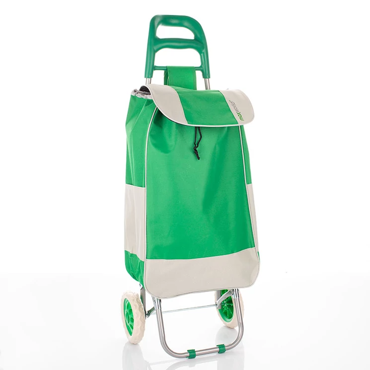 Maxworld gurulós bevásárlókocsi 2 kerekes, zipzáros zseb zöld színben