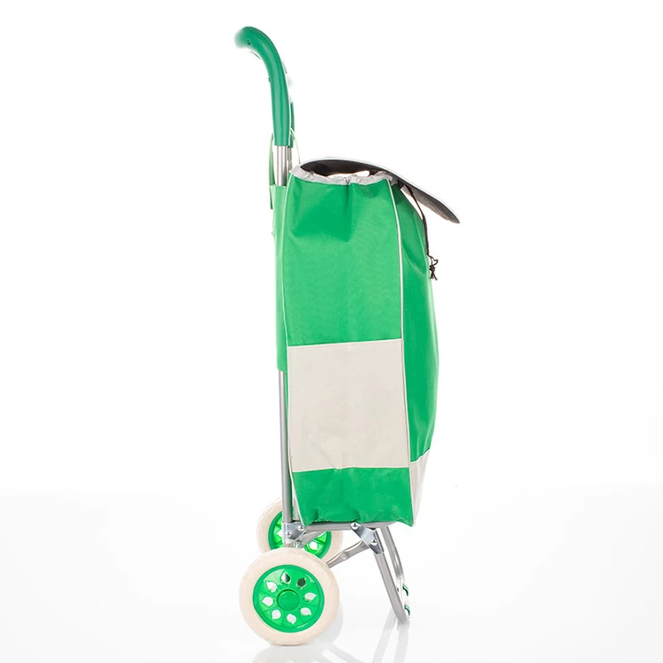 Maxworld gurulós bevásárlókocsi 2 kerekes, zipzáros zseb zöld színben