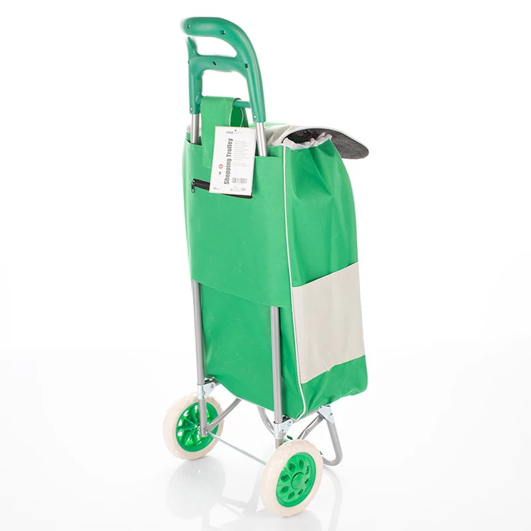 Maxworld gurulós bevásárlókocsi 2 kerekes, zipzáros zseb zöld színben