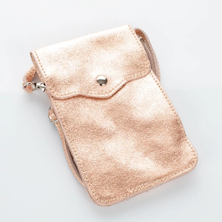Valódi bőr telefontartó rosegold színben