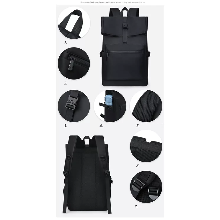 Vízálló fedélzeti méretű hátizsák fekete színben