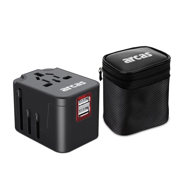 Utazási kiegészítők Világ adapter USB Töltővel ajándék tartóval Arcas TA-01