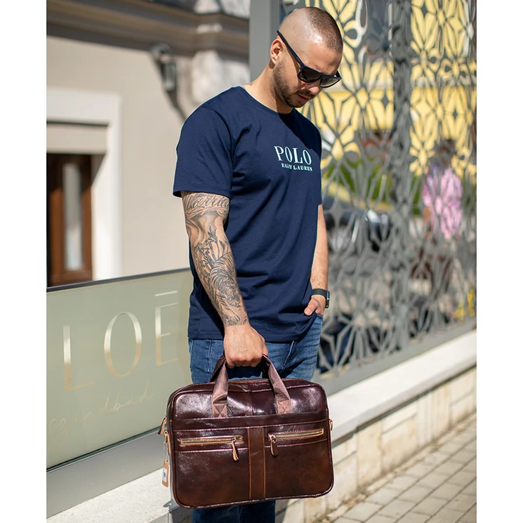 Valódi bőr üzleti táska coffee színben