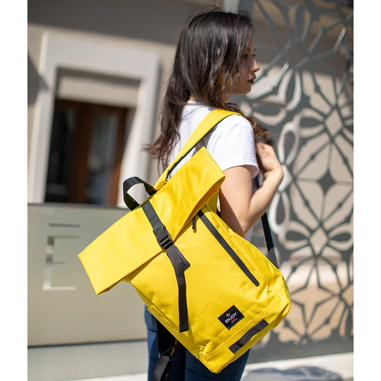 Sárga vászon többzsebes hátizsák