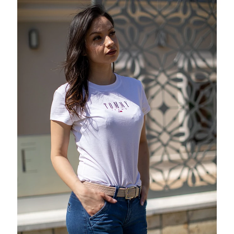 Bőr-szövet bézs színű rugalmas öv