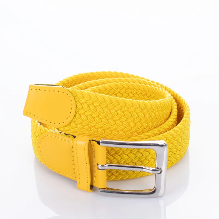 Bőr-szövet sárga színű rugalmas öv