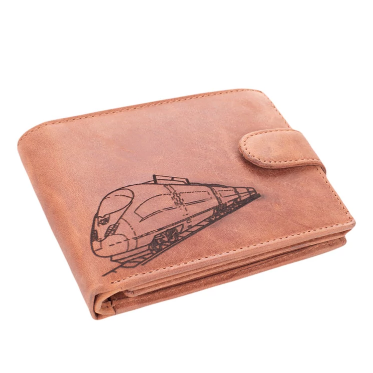 Valódi bőr férfi pénztárca gyorsvonat mintával RFID rendszerrel