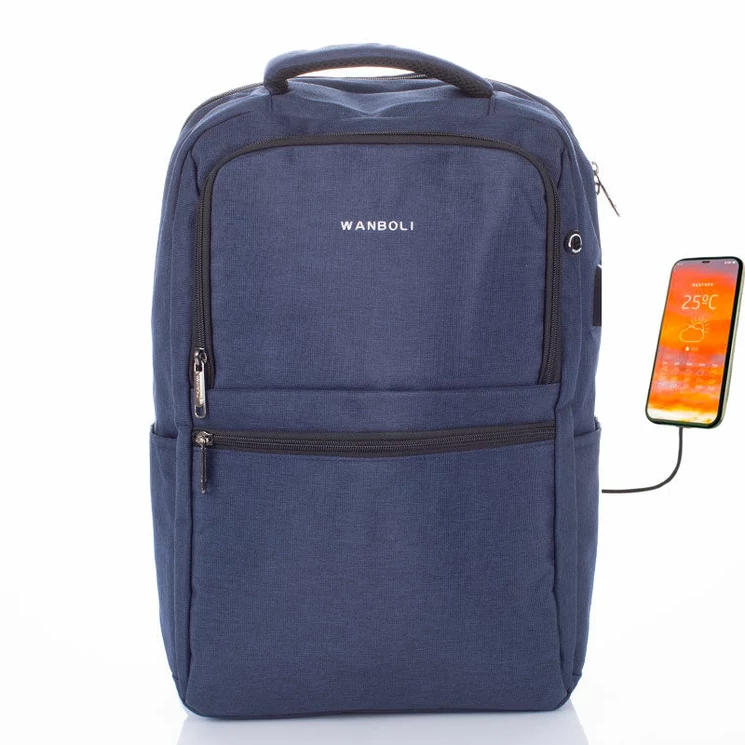 Fedélzeti méretű laptophátizsák  USB csatlakozóval