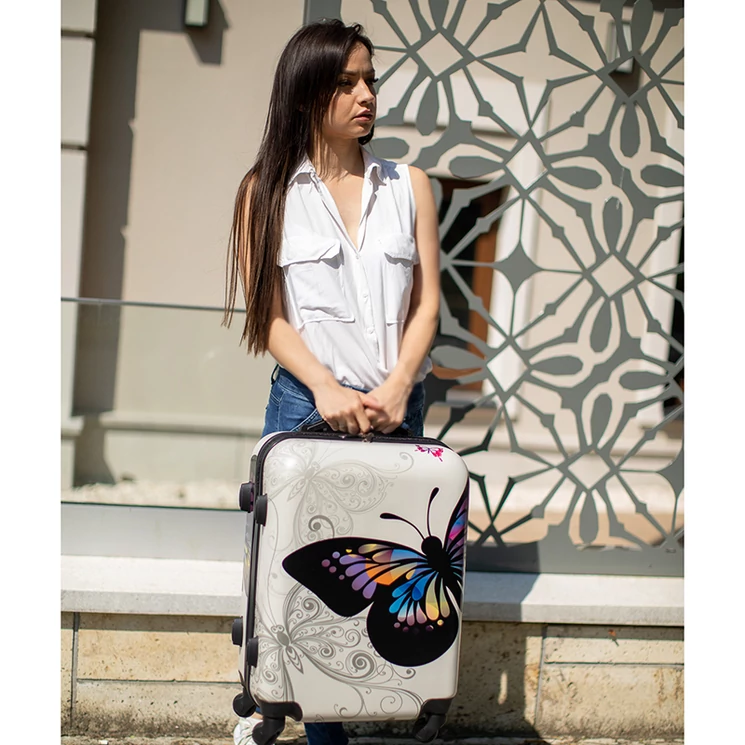 Keményfalú Pillangós bőrönd kabin méret