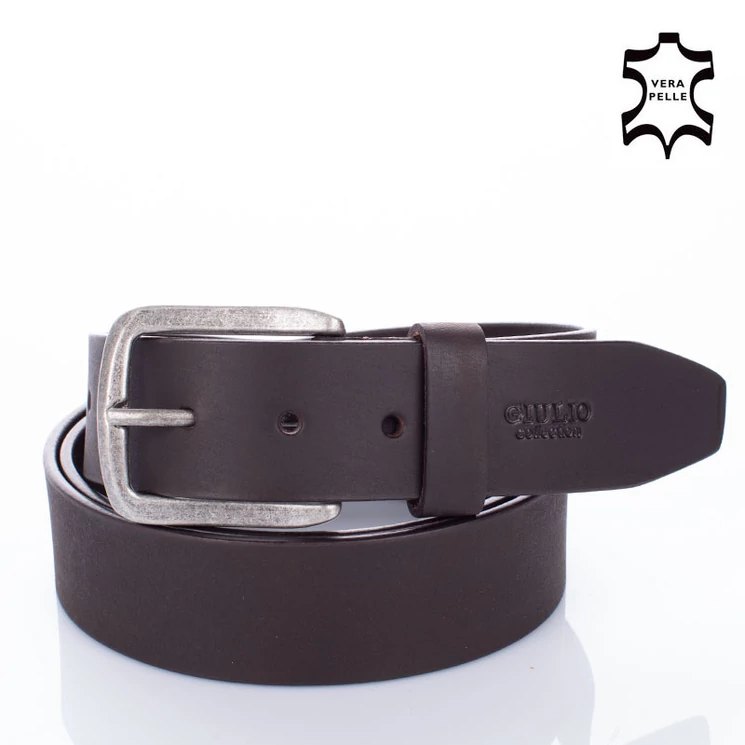 GIULIO COLLECTION Valódi bivalybőr férfi öv barna színben 90 cm