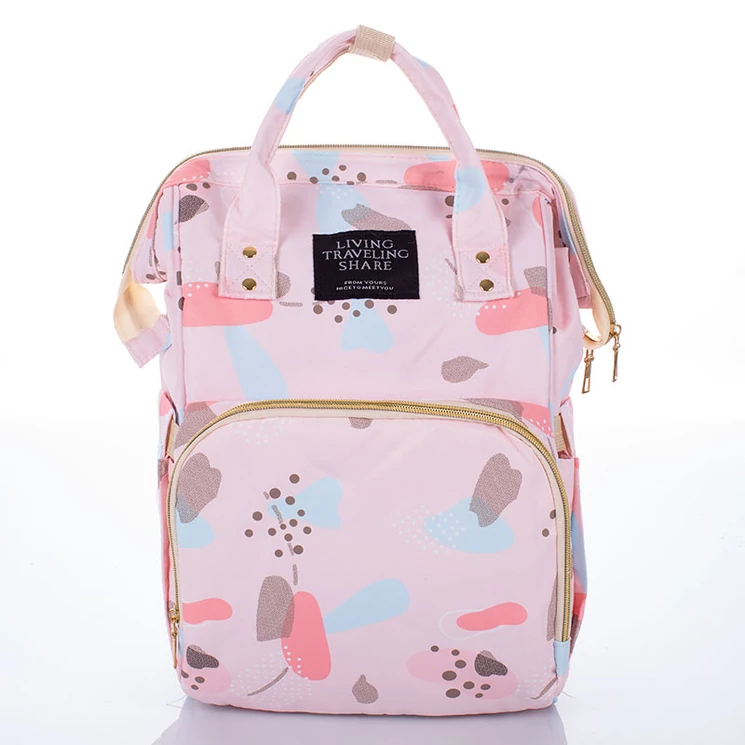 Női sokzsebes hátizsák rózsaszín