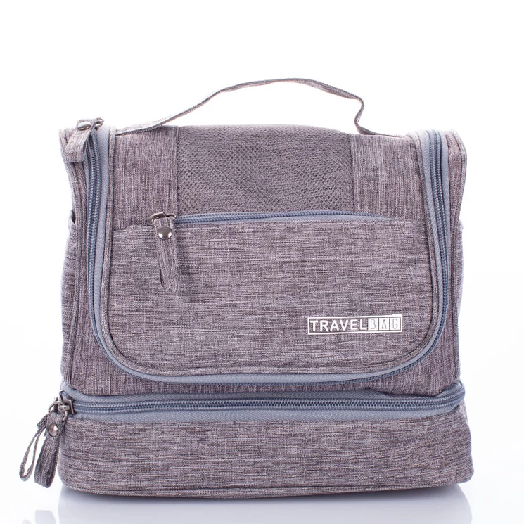 Sokrészes felakaszható kozmetikai táska szürke