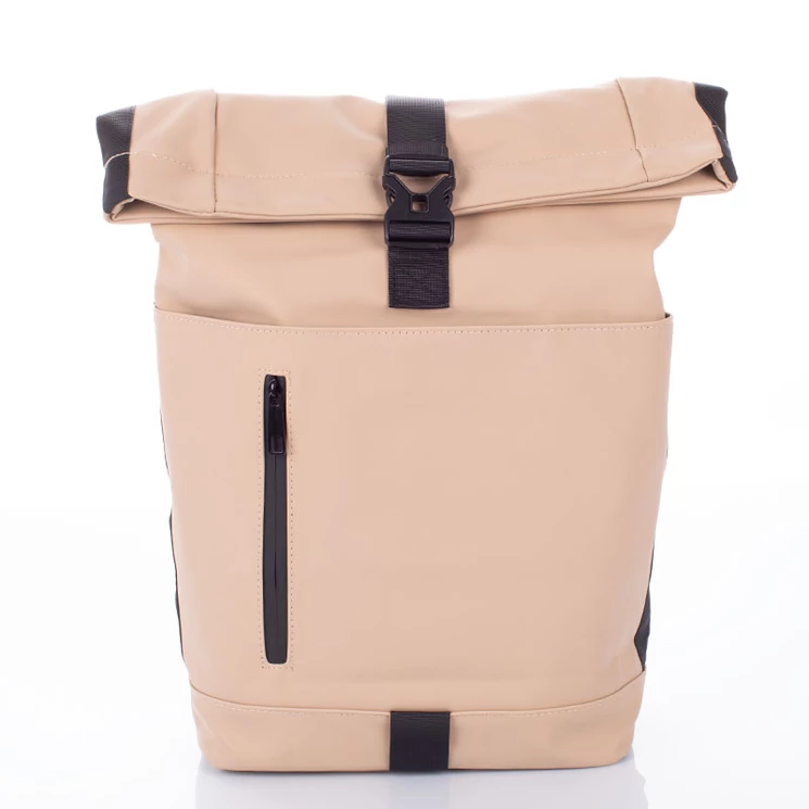 Bézs vízálló többzsebes laptoptartós hátizsák