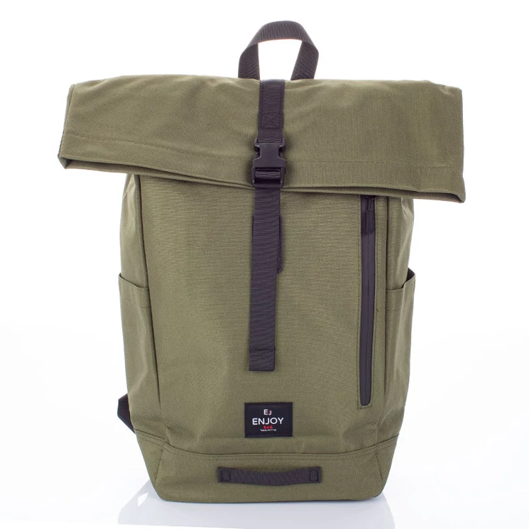 Zöld vászon többzsebes hátizsák