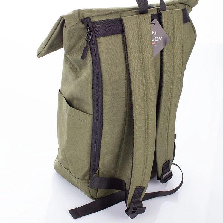 Zöld vászon többzsebes hátizsák