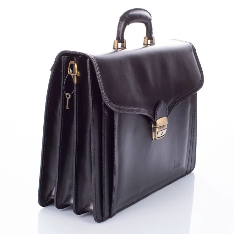 Valódi bőr aktatáska 3 részes fekete színben