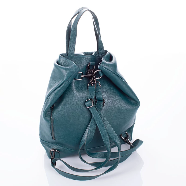 Valódi bőr női táska/hátizsák zöld színben