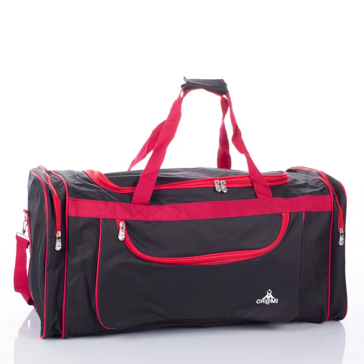 Tágas utazótáska méret fekete-piros színben