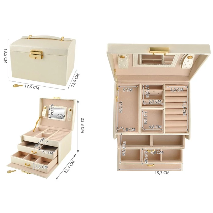 BEAUTYLUSHH 3 részes ékszerdoboz, bársony béléssel fekete színben