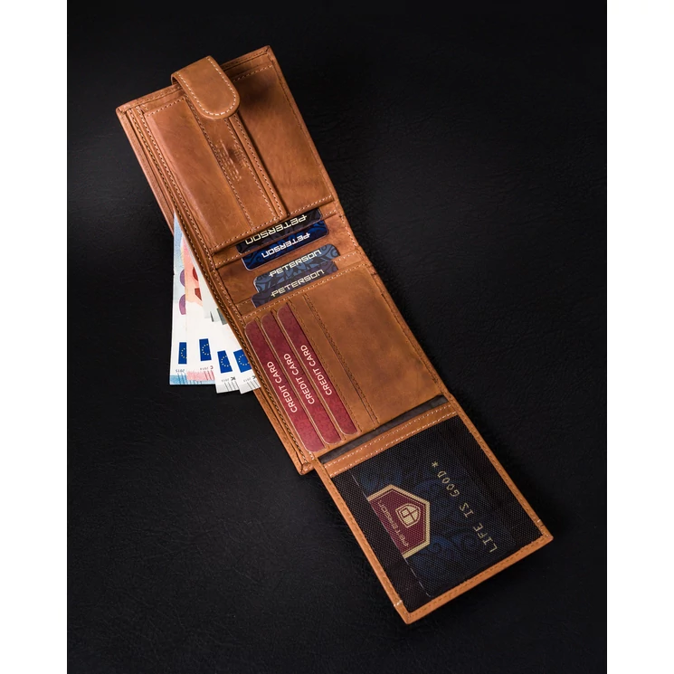 Férfi bőr kártyatárca RFID védelemmel - Peterson