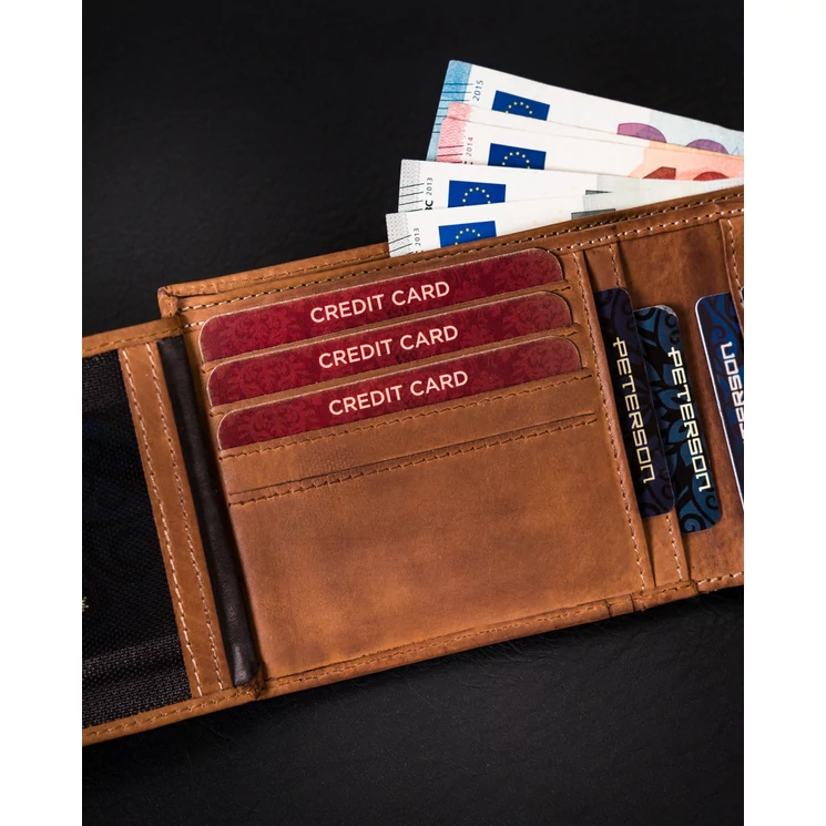 Férfi bőr kártyatárca RFID védelemmel - Peterson