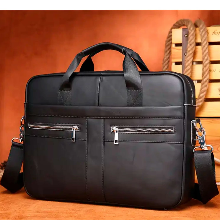 Valódi bőr üzleti táska fekete színben