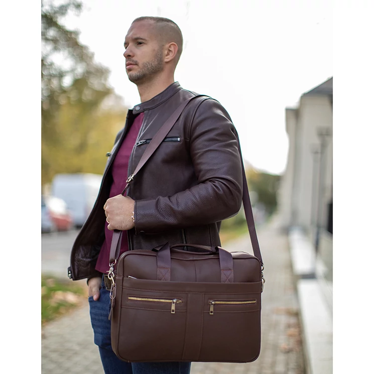 Valódi bőr üzleti táska barna színben