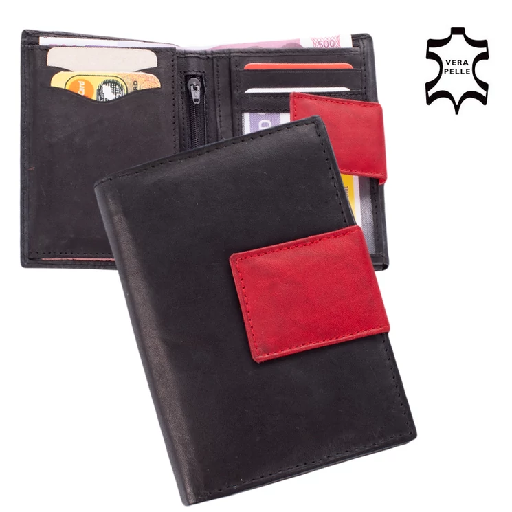 Pénztárca fekete-piros színben sok kártyatartóval