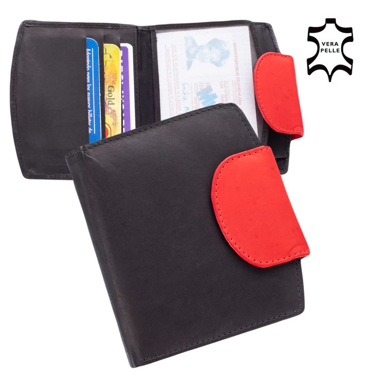 Pénztárca fekete-piros színben sok kártyatartóval