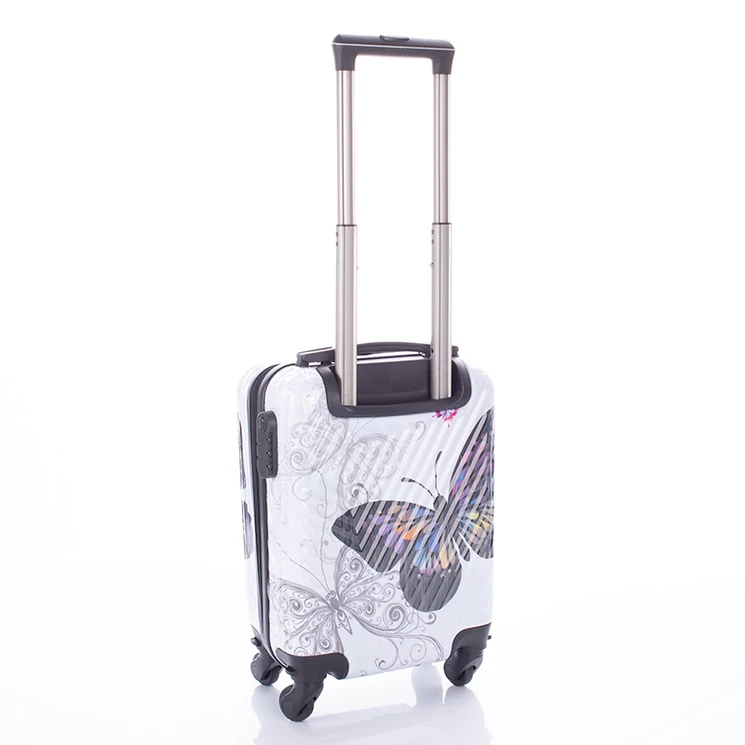 Pillangós keményfalú bőrönd szett 2 részes rózsaszínben kivehető kerékkel