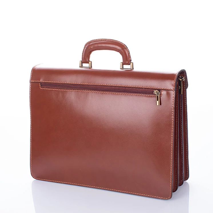 Maxmoda Valódi bőr aktatáska 3 részes világosbarna színben