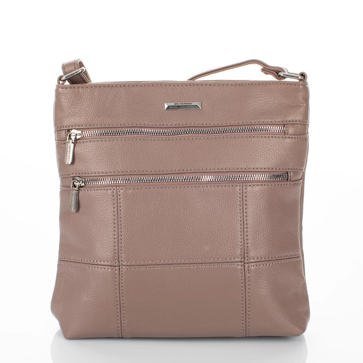 Silvia Rosa sokzsebes női oldaltáska taupe színben